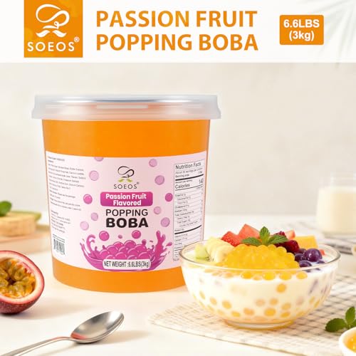 Image of Soeos Passion Fruit Popping Boba, 6.6lbs (3Kg), Popping Boba Pearls