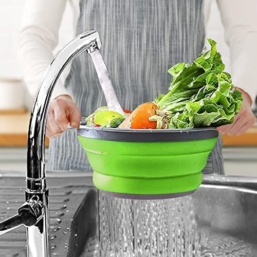 ZHIHUI Collapsible Colander and Strainer Set, 1 pc Sizes 8" - 2 Quart, 1pc 9.5" - 3 Quart Round Strainers and 1pc Sizes 6.4" Stainless Steel Peeler - Perfect for Draining Pasta, Vegetable and Fruit