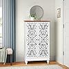Phi villa tall accent cabinet with doors farmhouse storage cabinet for living room white  urban country home decor