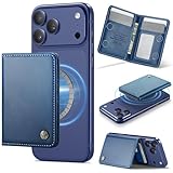 Defencase for Magsafe Wallet Magnetic Card Holder RFID Blocking, PU Leather Minimalist Phone Wallet for MagSafe Phones and Cases for iPhone 17/16/ 15/14/ 13/12/ Pro/Max/Plus/Air, Dark Blue