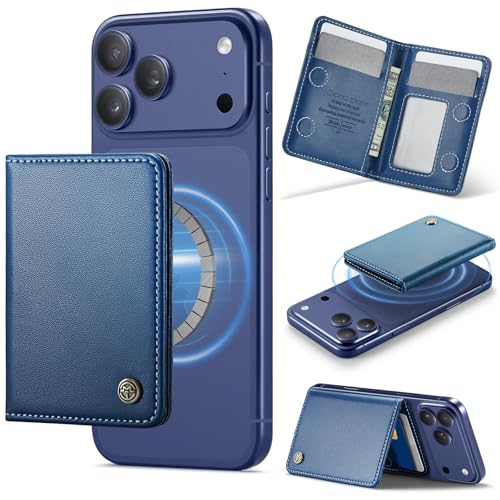 Defencase for Magsafe Wallet Magnetic Card Holder RFID Blocking, PU Leather Minimalist Phone Wallet for MagSafe Phones and Cases for iPhone 17/16/ 15/14/ 13/12/ Pro/Max/Plus/Air, Dark Blue