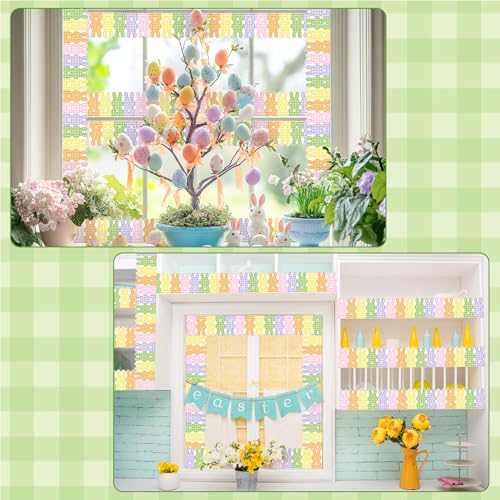 Image of BeYumi Plaid Bunny Border Trim - 65ft Spring Bunny Plaid Rolled Border Trim Back to School Cute Colorful Rabbit Checkered Bulletin Board Set Classroom Home Door Party Church Chalkboard Wall Decoration