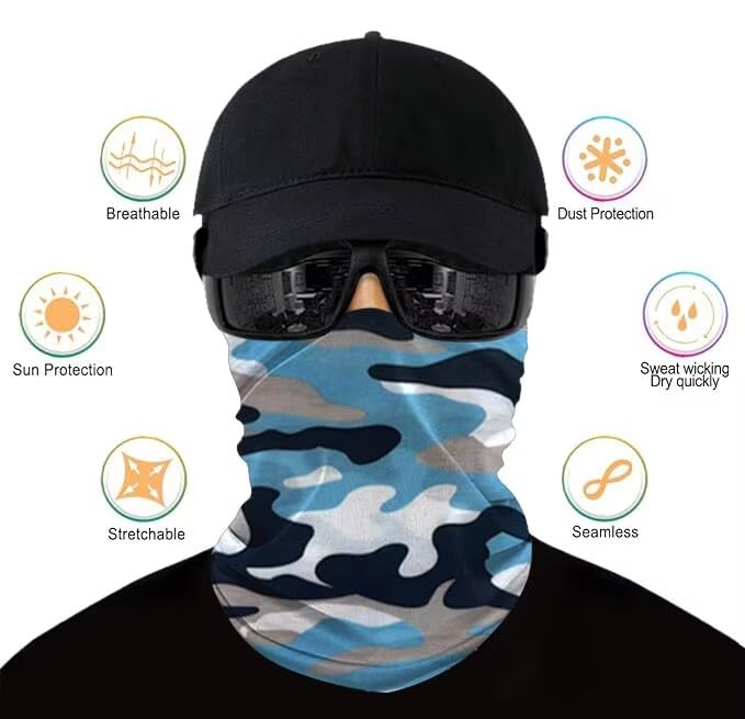 Image of 9-Pack Balaclava Face Mask for Men & Women - UV Protection Neck Gaiter, Multi-Use Cycling Mask & Breathable Headband