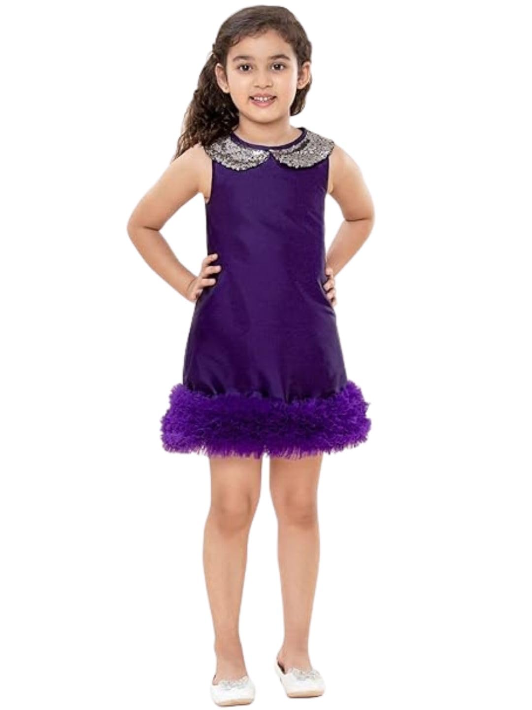 A.T.U.N. (ALL THINGS UBER NICE) Girls Cotton A-Line Knee Length Keyhole Dress | Birthday Party Stylish Dress for Special Occasions-image-5