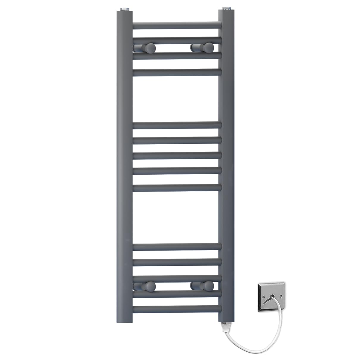 400mm Wide Anthracite Grey Flat Electric Pre-Filled Heated Towel Rail Radiator For Bathroom Designer UK (400mm x 800mm (h))