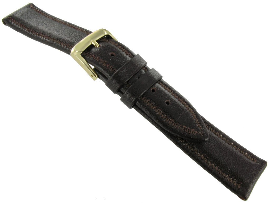 12mm Milano Water Resistant Royal English Leather Stitched Brown Watch Band