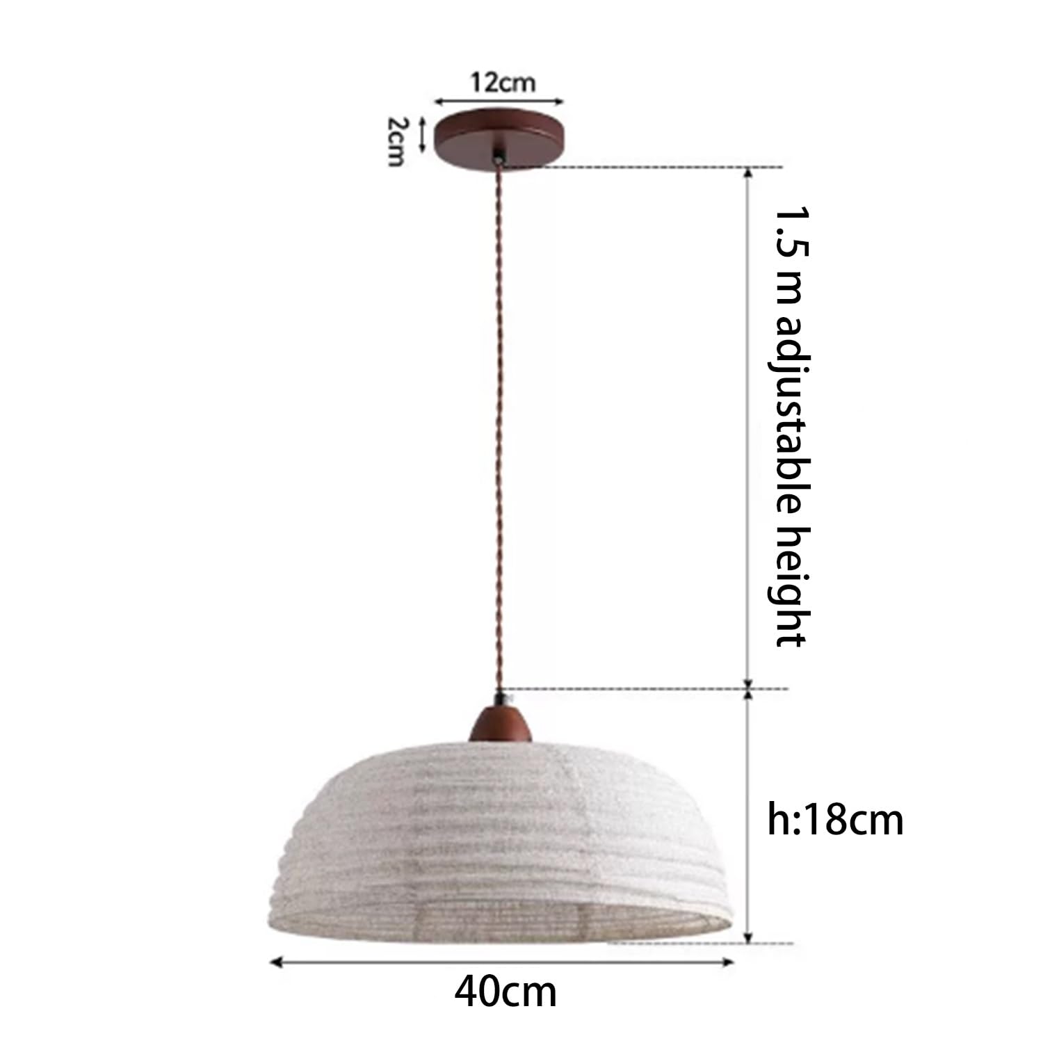 Wiszaca Lampa Vintage Bohemian Z Sznura Konopnego, Żyrandol Sufitowy E27 W Stylu Wiejskim Z Naturalnym Kloszem Lnianym Do Kuchni Jadalni Salonu Sypialni Kawiarni Baru,40cm