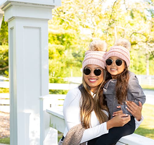 Funky Junque Matching Set Womens Winter Pom Beanie Hat and Infini 並行輸入品