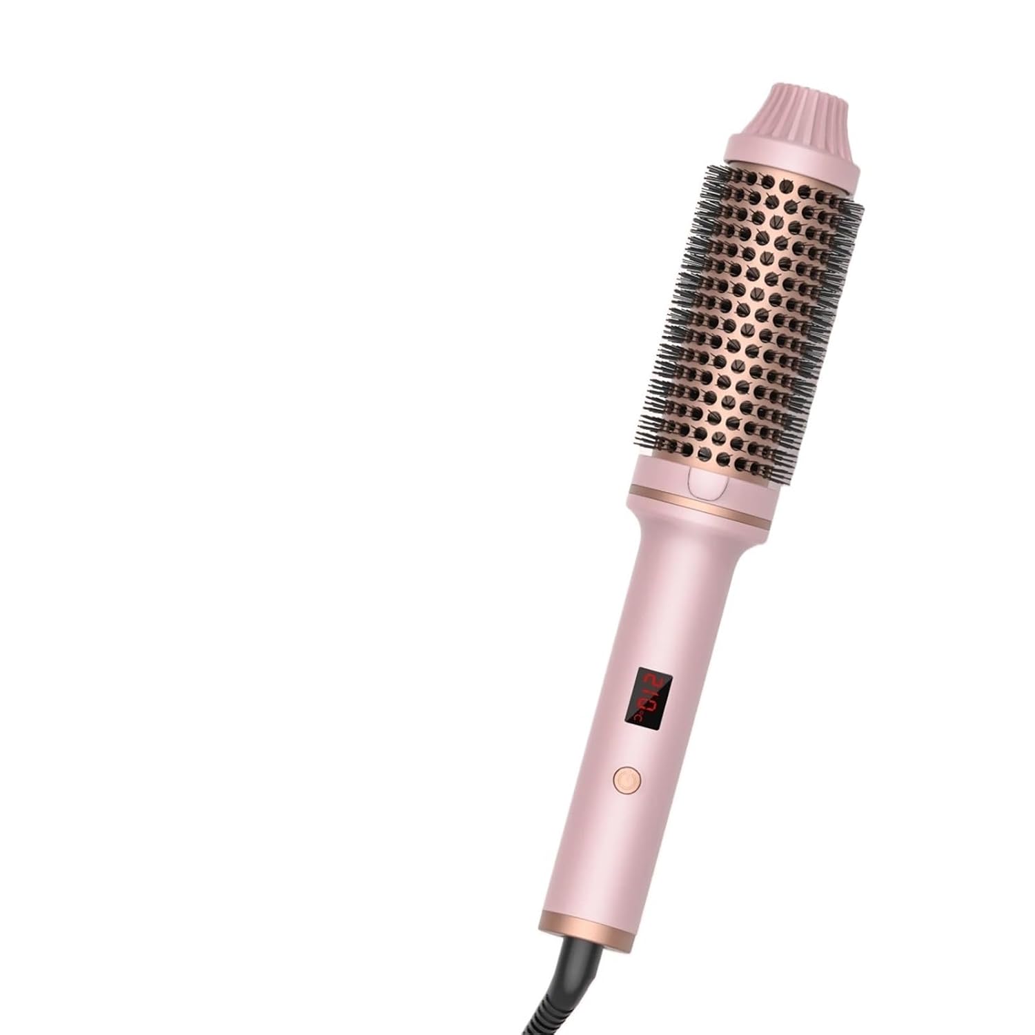 Heated Round Brush 1.5 Inch Thermal Brush Heating Curling Iron Brush Volumizing Brush Ceramic Curling Comb Travel Curling Iron(Pink,EU)
