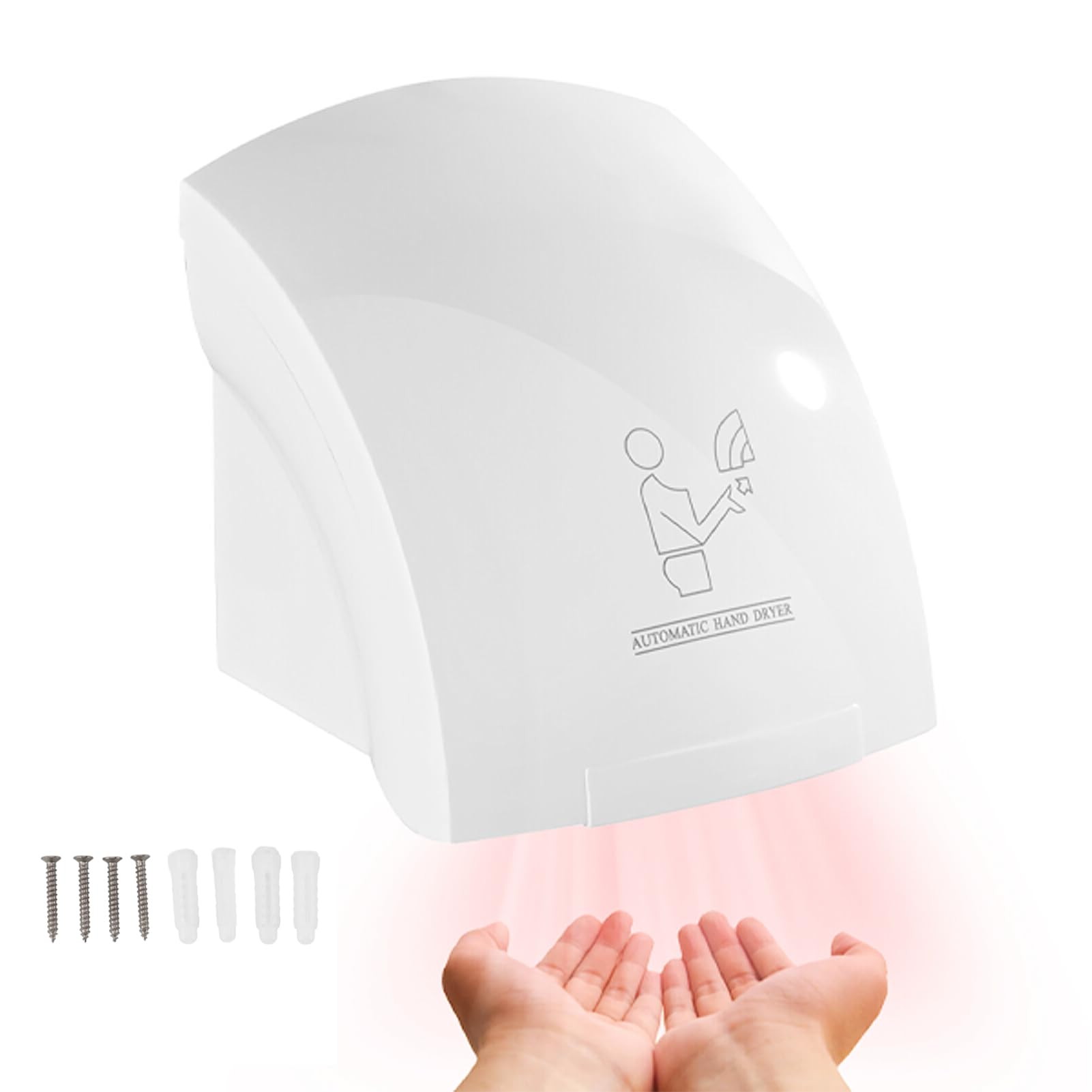 Goshyda Sèche-Mains, Sèche-Mains électriques à Séchage Rapide 1200W 10S, Sèche-Mains à Air Chaud à Capteur Automatique pour Utilisation Commerciale de Salle de Bain à Domicile D'hôtel
