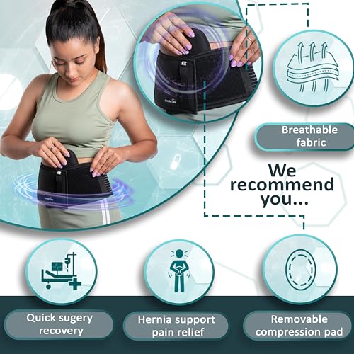 Image of Wonder Care Polyester, Umbilical Black Hernia Belt Pain Relief Support Brace With 1 Removable Compression Pad For Men & Women (Xxl)