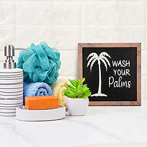Wash Your Palms Signs Beach Bathroom Decor Farmhouse Bathroom Wall Decor Rustic Hanging Wooden Sign Wash Your Hand Framed Wooden Funny Sign Bathroom Wall Arts Coastal Themed Restroom Toilet Decoration - Image 7