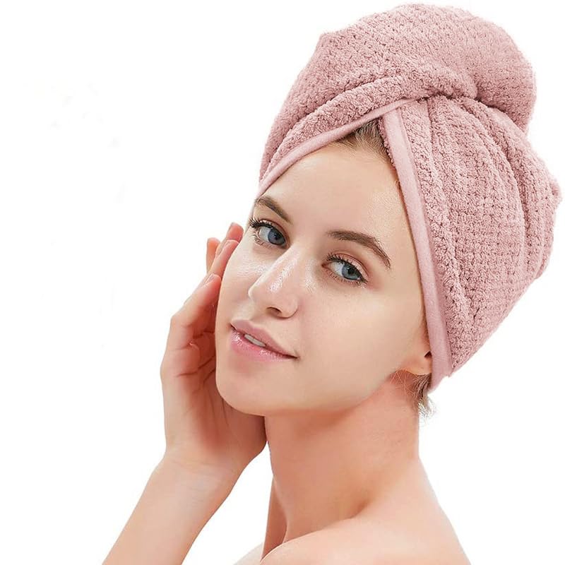 SIQITECHUKHair Towel Microfibre Hair Towel Hair Wrap Hair Turbans for Wet Hair Rapid Drying Plopping Hair Wrap Head Towel Cap Shower Cap Anti Frizz Super Absorbent Dry Hair Hat for Curly Long Hair
