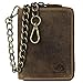 Greenburry Vintage RFID Leder Reißverschluss Geldbörse Portemonnaie Bikerbörse mit Kette BV-821A-25