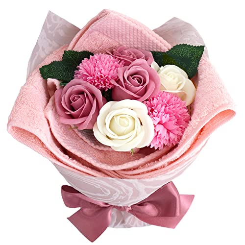 今治タオル ギフト タオル＆ソープフラワー タオルギフトセット プレゼント 誕生日 贈り物 かわいい レディース 女性 日本製 フェイスタオル シャボンフラワー ピンクブーケのサムネイル