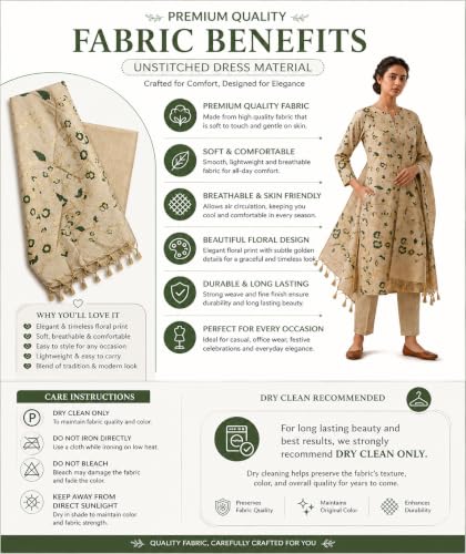 Image of HAIDER ALI Handloom Cotton Silk Screen Print Unstitched Suit Set for Women with Dupatta | Salwar Suit Dress Material for Women & Girls 01