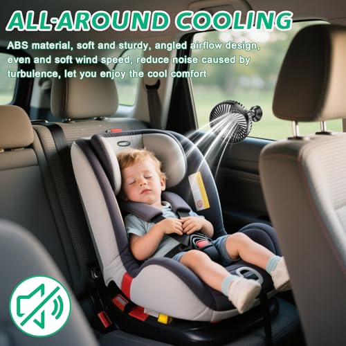 VBGURR Mini ventilateur USB pour voiture, rotation à 360°, 12 V, silencieux, 3 vitesses, pour la maison, le bureau, la voiture, la camionnette, SUV, RV, bateau – vue 4