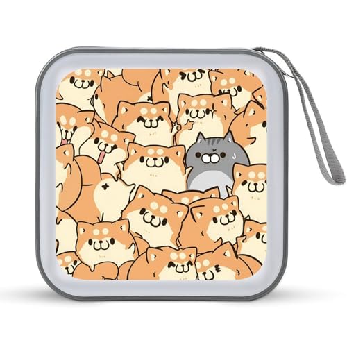 ボンレス犬猫 CDケース プラケース DVD収納ケース CD収納ボックス ディスクケース 防水 メディアケース 大容量 40枚収納 小型 持ち運び便利 薄型 ファスナー付 旅行