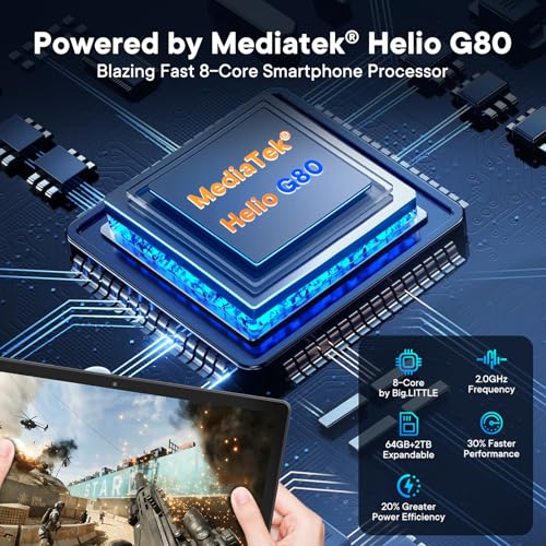 Image of HAOVM 10 Inch Android 15 Tablet, Unlocked 4G LTE Tablet with SIM Slot, 12GB RAM + 64GB Storage (Expandable to 2TB), Helio G80 Octa-Core, Dual-Band Wi-Fi, BT 5.0, GPS, with Keyboard, Mouse and Case