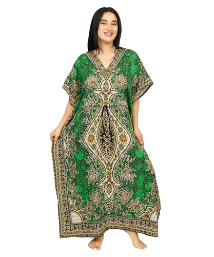 Ladies Long Kaftans Kimono Maxi Style Dresses Women in Regular to Plus Size Cover up (Green)3