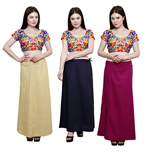 Image of Pistaa combo of 3 Women's Cotton Best Indian Readymade Inskirt Saree petticoats