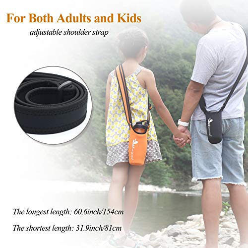 VIVAGLORY hundetrinkflasche & wasserflaschenhalter mit Schultergurt-Kombi, Hunde Trinkflasche & Wasserflaschenhalter für Unterwegs, Trinkflasche Edelstahl mit Wasserflaschenträger, 750ml, Schwarz