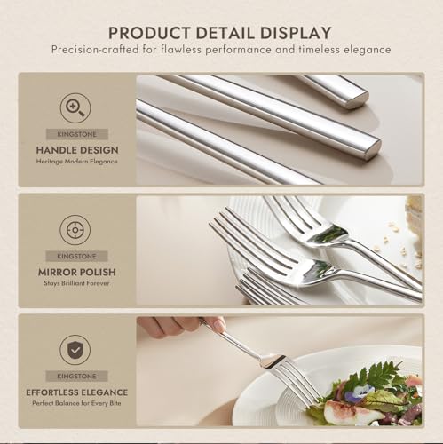 KINGSTONE 16 Piece Dinner Forks Set, Stainless Steel Forks - Image 5