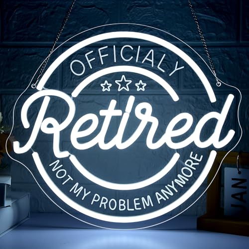 Image of Retired Neon Sign for Wall Decor Retirement Neon Light for Retiree Man Cave | Dimmable LED Neon,Retiree Birthday Gifts,Led 5V USB Powered,Retiree Bedroom Decor,Retirement Party Wall Art,13.7*12in