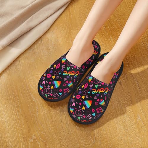 Lgbt Rainbow For Pride Print House Slippers For Women And Men,Soft Slippers With Memory Foam,Non-Slip Indoor Home Shoes4