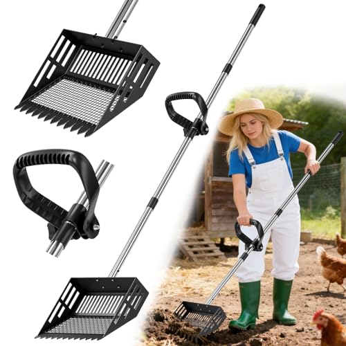 Dolodomy 2-in-1 Chicken Poop Scooper & Rake with...
