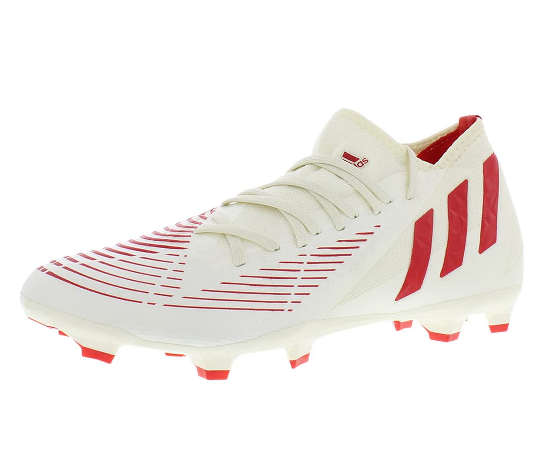 adidas Predator Edge.3 Firm Ground Unisex Shoes Size 13, Color: Off White/Vivid Red/Gold Metallic