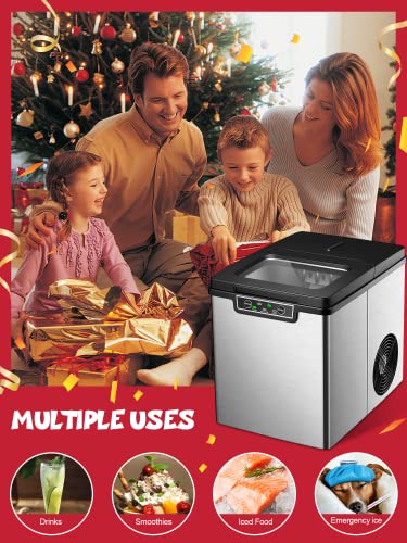 Eiswürfelmaschine Edelstahl, 14 kg 24 h, Zubereitung in 6 Minuten, Selbstreinigung, 2 Würfelgrößen, LCD-Display, 2.2… – Bild 7