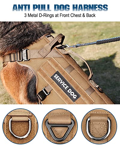 Image of Tactical Dog Harness - PETNANNY Service Dog Vest for Large Dogs Fully Body Coverage in Training Dog Harness with 2 Reflective Dog Patches, Handle, Hook and Loop Panels, Dog MOLLE Vest (Khaki, M) | Service dog vest with hook loop panel, MOLLE, handle, no pull design for K9 training & daily walks, ideal no pull harness