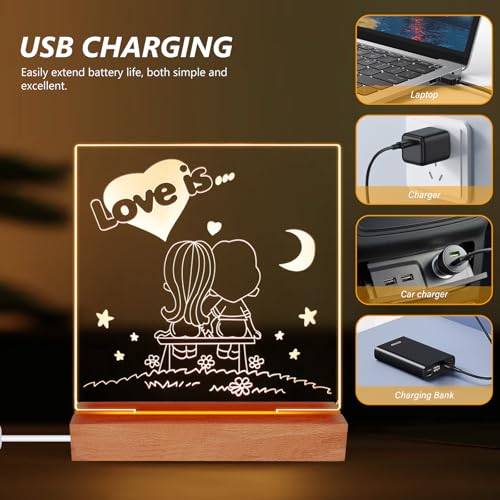 2 Stück LED Lichter Display Basis, Led HolzsockelMit Acrylplatte, Usb Lichter Display Basis, Acrylglas Lampe, Warme Farbe Rechteckig Holzbeleuchtung Basis Stand,Für Glasblock, Kristalle, Glas, Harz