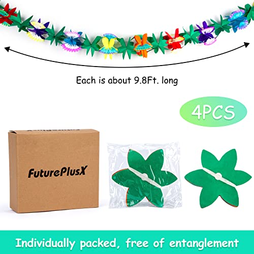 Futureplusx 4 Pcs Tropical Paper Flower Garlands, 9.8Ft Hawaiian Hibiscus Garlands Tissue Flower Banners Tiki Luau Party Decorations #TOP1