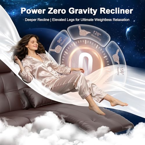 Image of Home Theater Seating, 3 Seat Power Recliner Sofa with Massage & Heat, Wall Hugger Reclining Loveseat with USB, RV Couch with LED Lights, Flip Backrest, Cup Holders for Movie Theater & Gaming Room