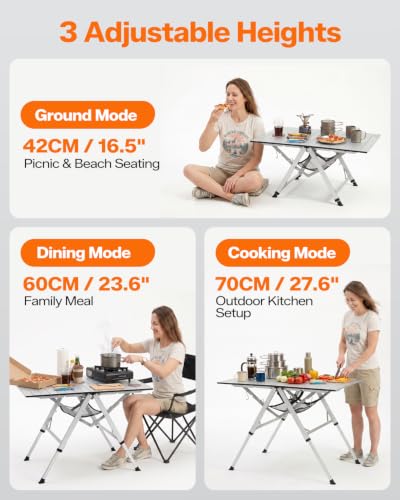 Sportneer Mesa de Camping Plegable Portátil de Aluminio 35.4"x23.6" con Diseño de Apertura Rápida y 3 Alturas Ajustables para Camping, Picnic, Pesca y BBQ miniatura 5