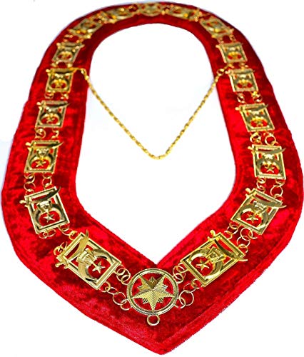 DEURA Masonic Collar Shriners Shriner's GOLD PLATED // RED BACKING DMR-600GR