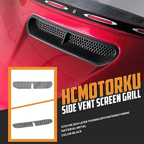 Image of Motorcycle Mesh Fairing Intake Vent Screen Grill Cover Fit for Harley Touring Electra Glide Street Glide Tri Glide Ultra Classic 2014-2023 (Black)