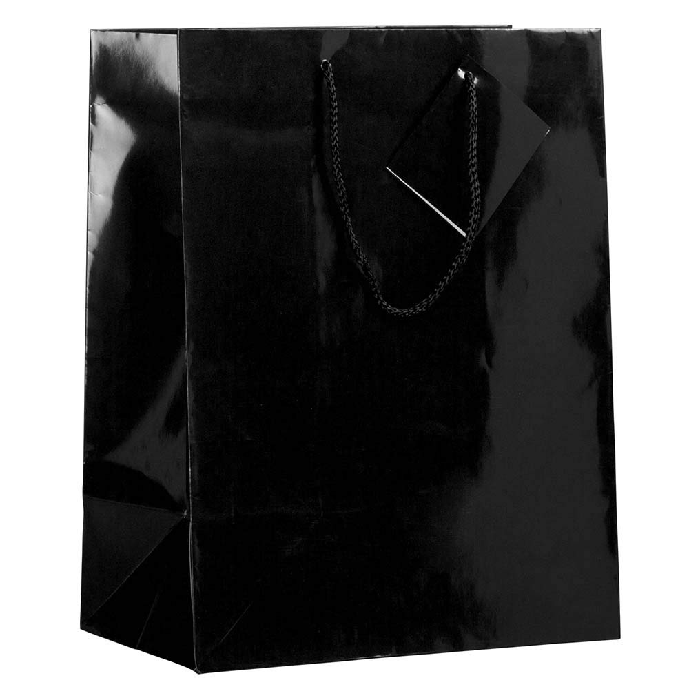 JAM PaperJAM PAPER Glossy Gift Bags with Rope Handles - Large - 10 x 13 - Black - 3 Bags/Pack