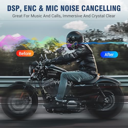 Image of EDYELL C8 Pro Motorcycle Bluetooth Headset,LED Emergency Lights,HiFi Stereo Calls,Wireless 50MM Earphone Helmet Bluetooth,IPX6 Waterproof,Compatible with All Helmets