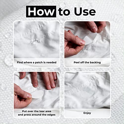 aZengear Repair Patches for Jackets, Tent, Shoe Toe, Air Mattress, Inflatables, PVC Gear - Waterproof, Self-Adhesive, Tear-Cold-Heat-Resistant, Down Puffer Coat (11 Pcs, White)
