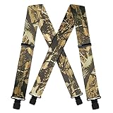 KRICJYH Men's Suspenders Heavy Duty Clips for Jeans Camouflage Clip-End Big and Tall Suspenders 2' Strong Braces Ski