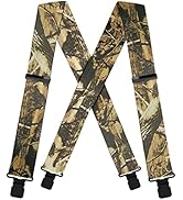 KRICJYH 2 Inch Camo Suspenders for Men Heavy Duty Clips Hunting Camoflauge Elastic Braces