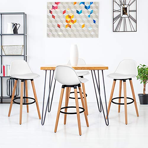 Costway Bar Stools Set Of 4, Modern Armless Kitchen Stool With Soft Pu Leather Seat, Bar Height Stool With Round Metal Footrest & Comfortable Curved Backrest For Home, Dining Hall (White, 4) #TOP1
