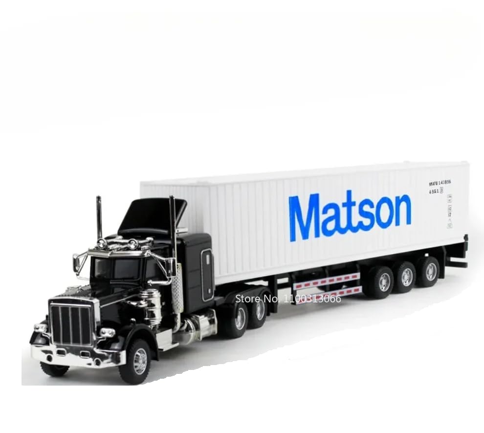 Image of 1 /32 Diecast Truck Toy Car Model Removable Transport Container Lorry Vehicle with Light Pull Back Toy Boys (Black&White)