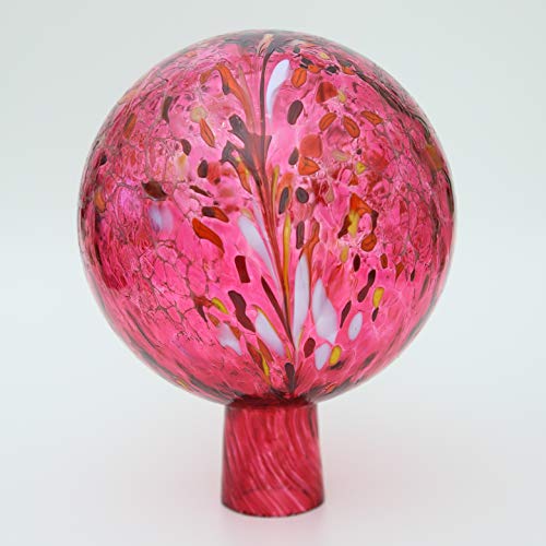 Lauschaer Glas Gartenkugel Rosenkugel mit Granulat rubinrot h 15 cm, d 12cm mundgeblasen handgeformt