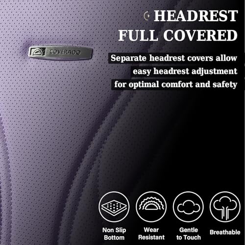 Image of Coverado Car Seat Covers, Car Seat Covers Front Seats, 2-Pack Front Seat Cover, Nappa Leather Waterproof Seat Covers, Car Seat Protectors, Automotive Seat Covers Universal Fit for Most Vehicles