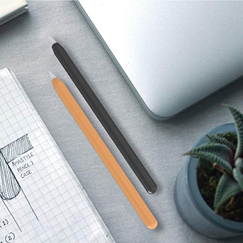 Image of AHASTYLE Ultra Thin Case Silicone Skin Cover Compatible with Apple Pencil 2nd Generation, iPad Pro 11 12.9 inch-2 Pack (Black & Orange)