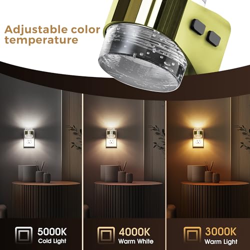 Image of L LOHAS LED 2 Pack 3CCT Night Lights Plug into Wall, 3000K /4000k /5000K Adjustable Color Temperature Night Light,Bubble Nightlight with Dusk to Dawn Sensor for Rooms Bathroom Hallway